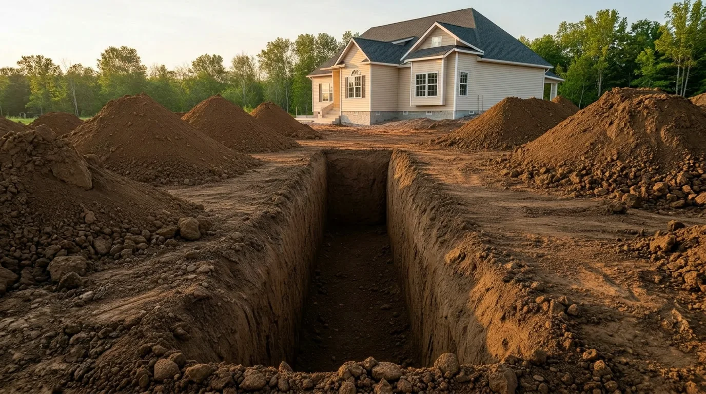Excavator digging a basement in Kentucky